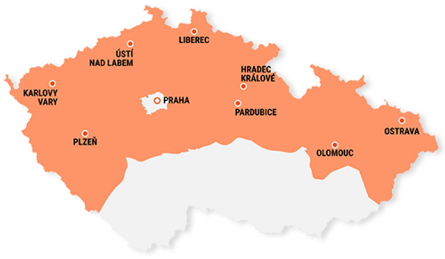 Naše distribuční území Naše distribuční území