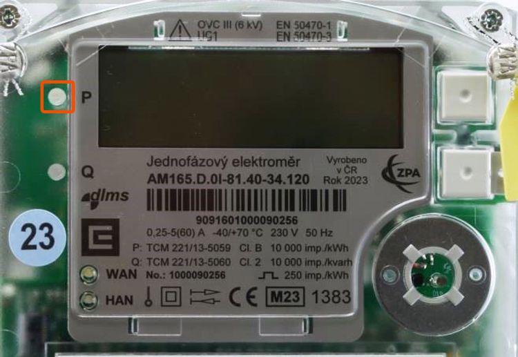 blikání metrologické diody signalizuje průchod elektrické energie
