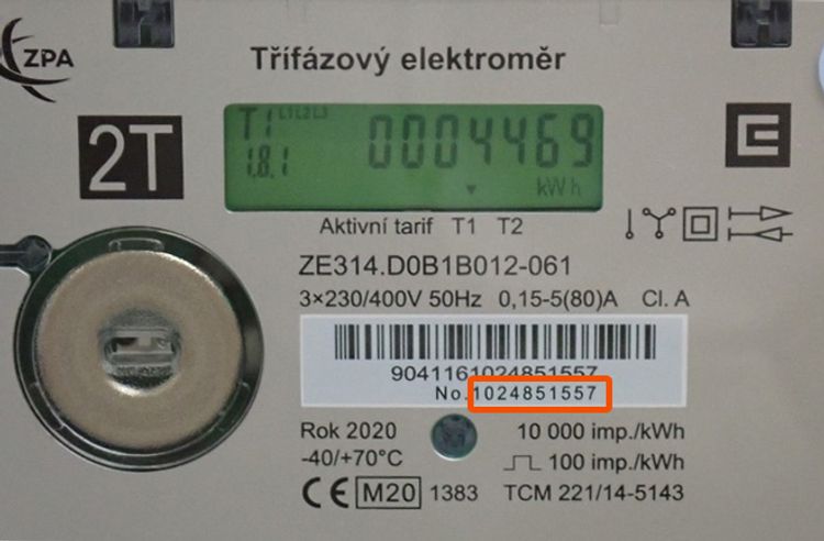 číslo elektroměru číslo elektroměru