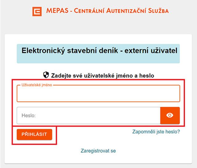 Přihlášení prostřednictvím Uživatelského jména a Hesla