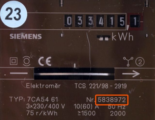 číslo elektroměru