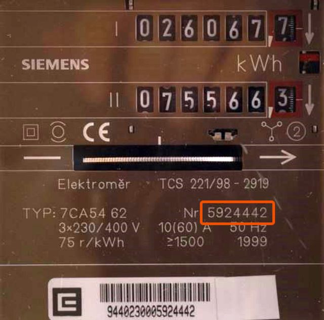 číslo elektroměru