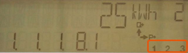 zobrazené hodnoty  1, 2 a 3