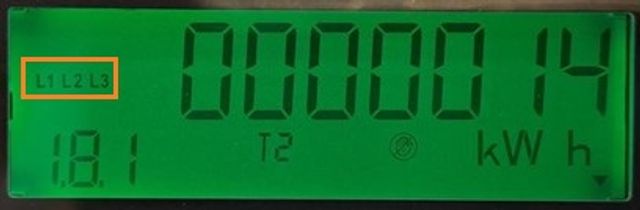 zobrazené hodnoty  L1, L2 a L3