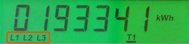 zobrazené hodnoty  L1, L2 a L3