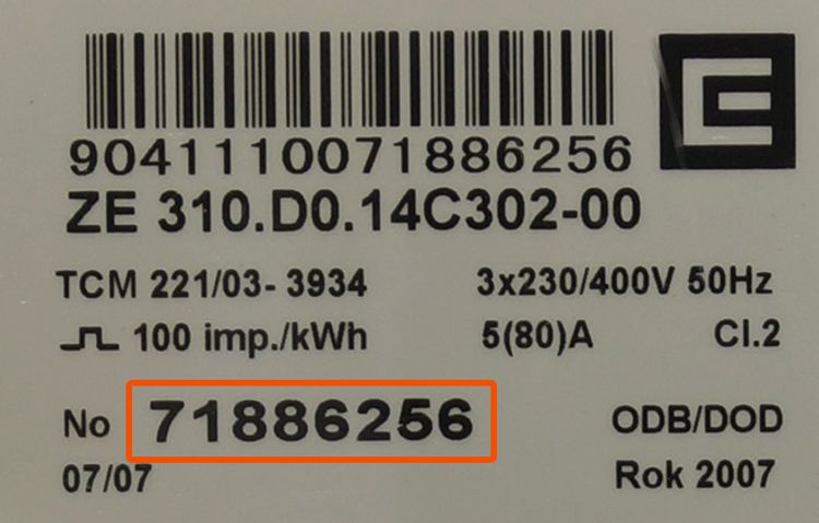 číslo elektroměru