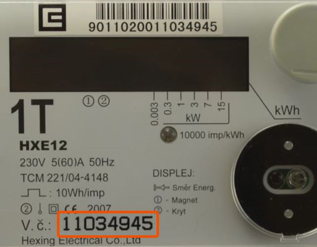 číslo elektroměru