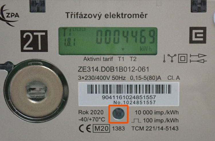 blikání metrologické diody signalizuje průchod elektrické energie