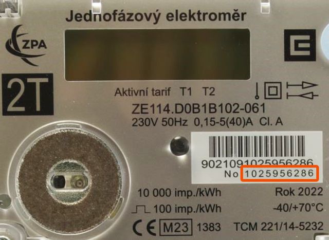 číslo elektroměru číslo elektroměru