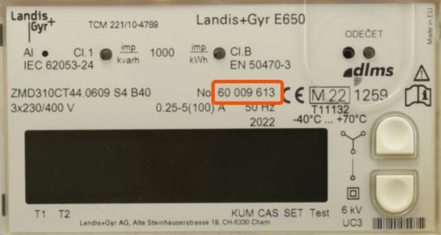 číslo elektroměru číslo elektroměru