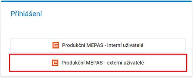 Produkční MEPAS - externí uživatelé Produkční MEPAS - externí uživatelé