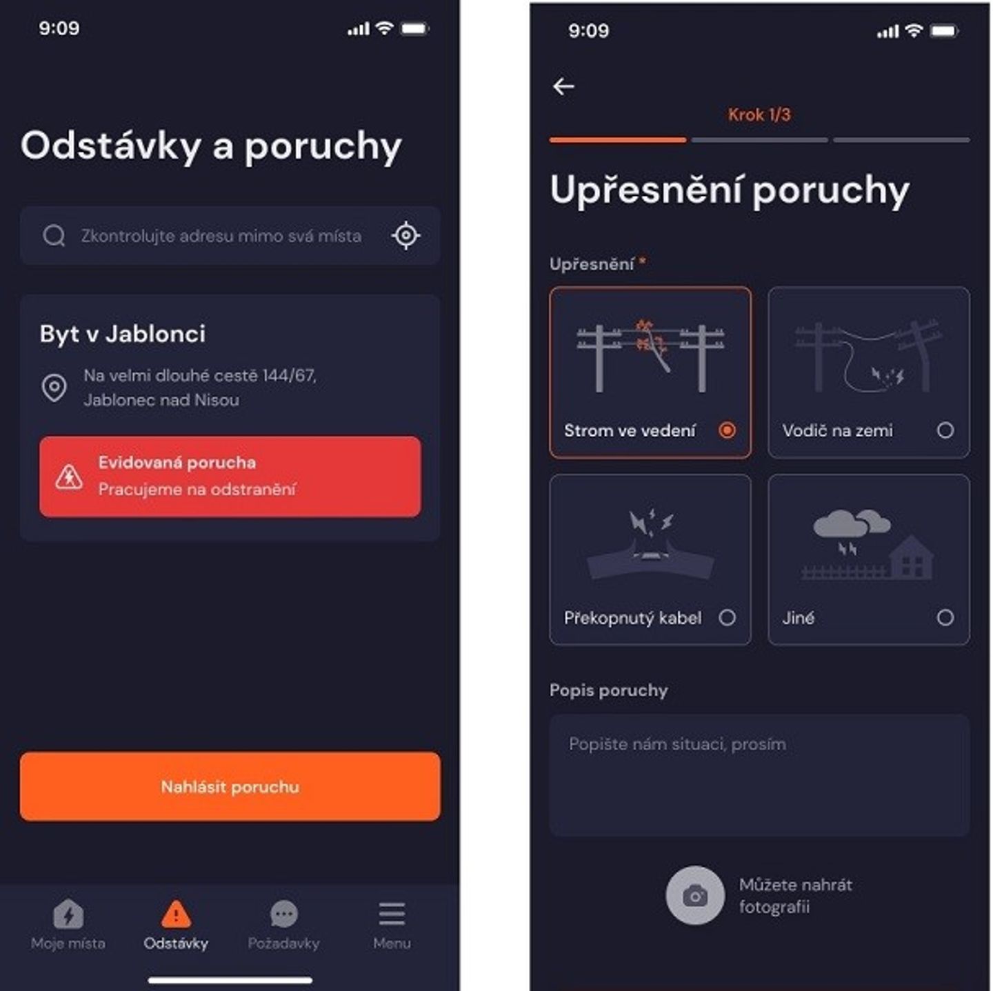Odstávky a poruchy