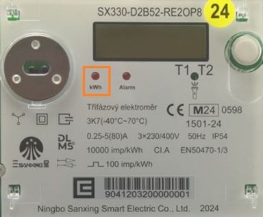 blikání metrologické diody signalizuje průchod elektrické energie