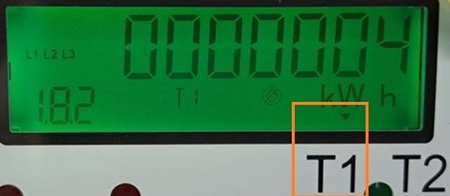 T1 = vysoký tarif