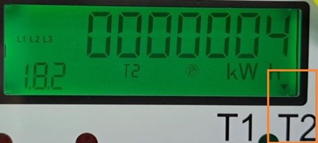 T2 = nízký tarif