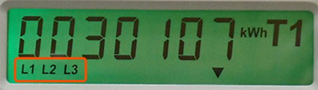 zobrazené hodnoty  L1, L2 a L3