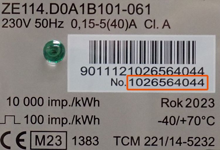 číslo elektroměru číslo elektroměru