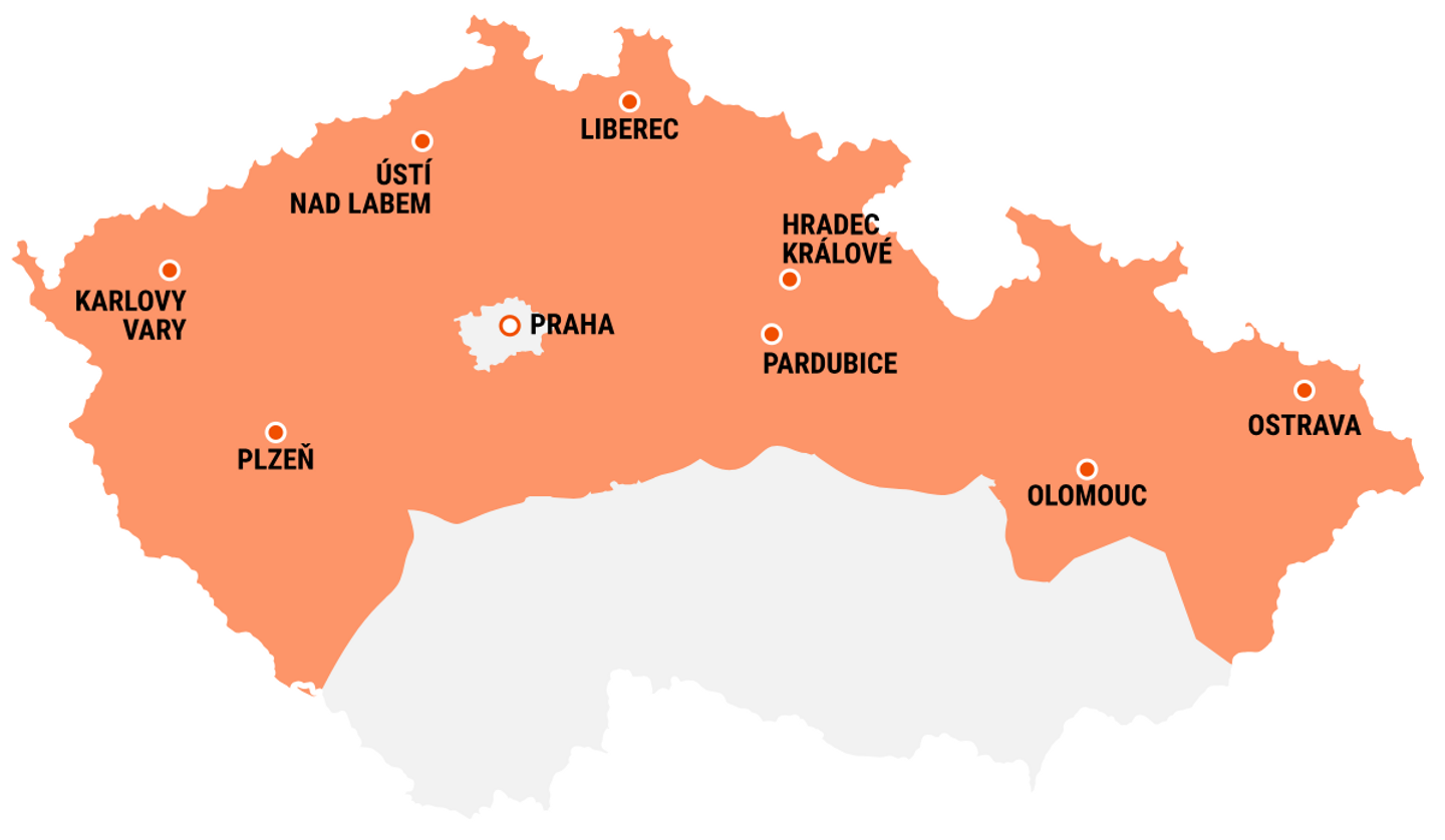 Naše distribuční území Naše distribuční území