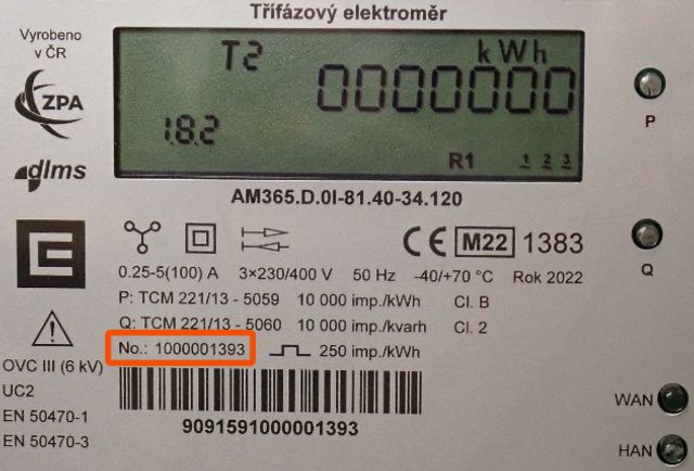 číslo elektroměru